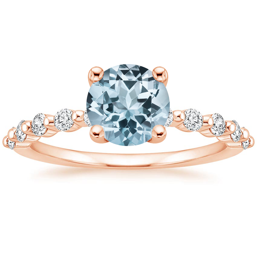 Rose Gold Aquamarine Marseille Diamond Ring (1/4 ct. tw.)