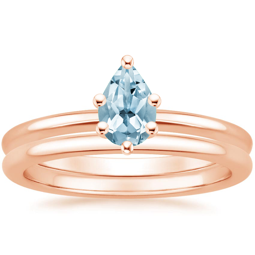 14KR Aquamarine Perfect Fit Bridal Set, top view