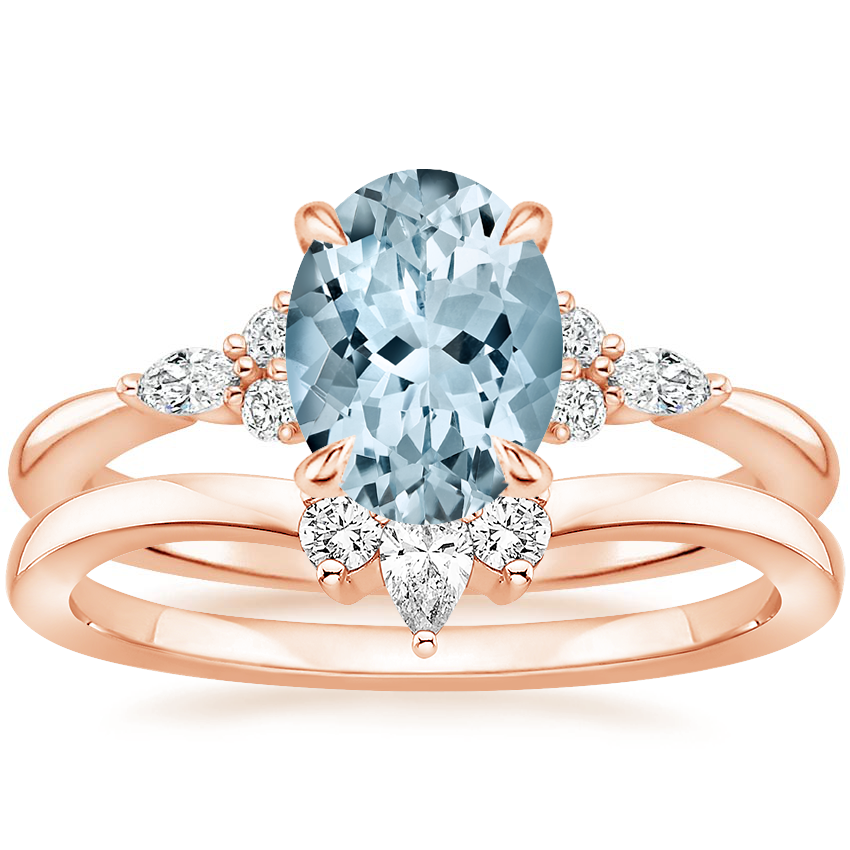 14KR Aquamarine Nadia Diamond Bridal Set, top view