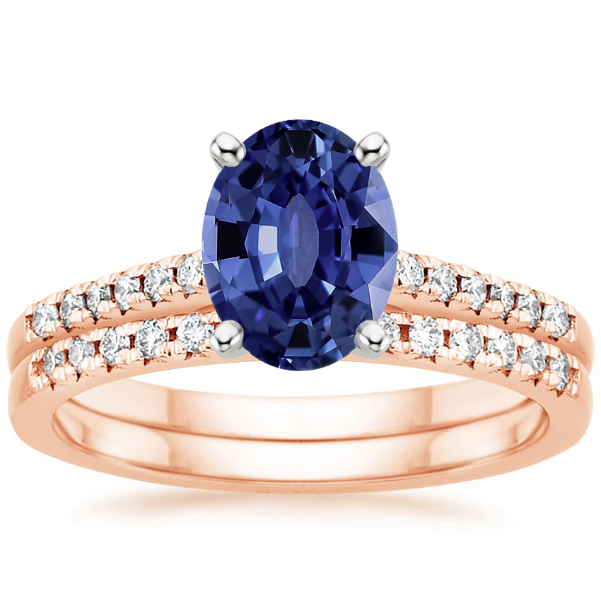 14KR Sapphire Sonora Diamond Bridal Set (1/4 ct. tw.), top view
