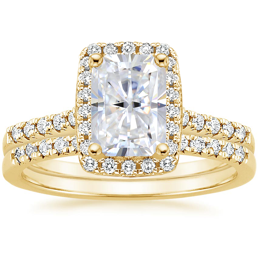 18K Yellow Gold Odessa Diamond Ring (1/5 ct. tw.) with Sonora Diamond Ring (1/8 ct. tw.)