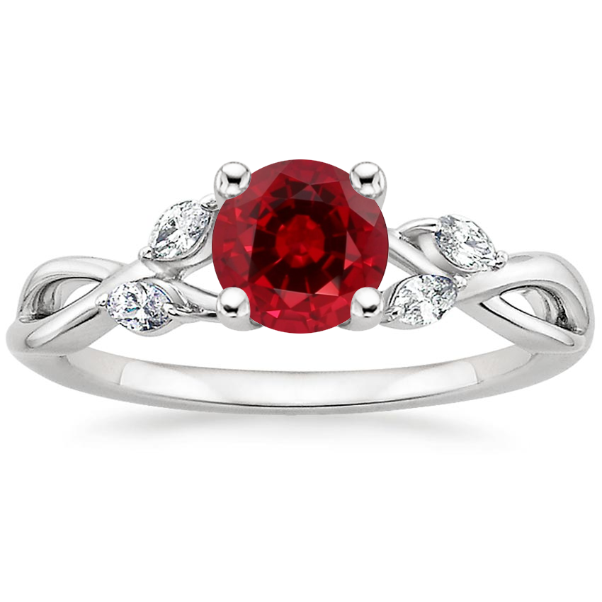 18K White Gold Willow Diamond Ring (1/8 ct. tw.), large top view