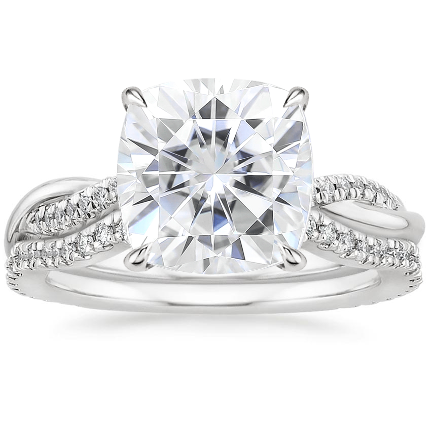 18KW Moissanite Petite Twisted Vine Contoured Diamond Bridal Set (1/3 ct. tw.), top view