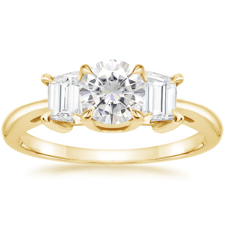 18K Yellow Gold Embrace Three Stone Diamond Ring, large top view