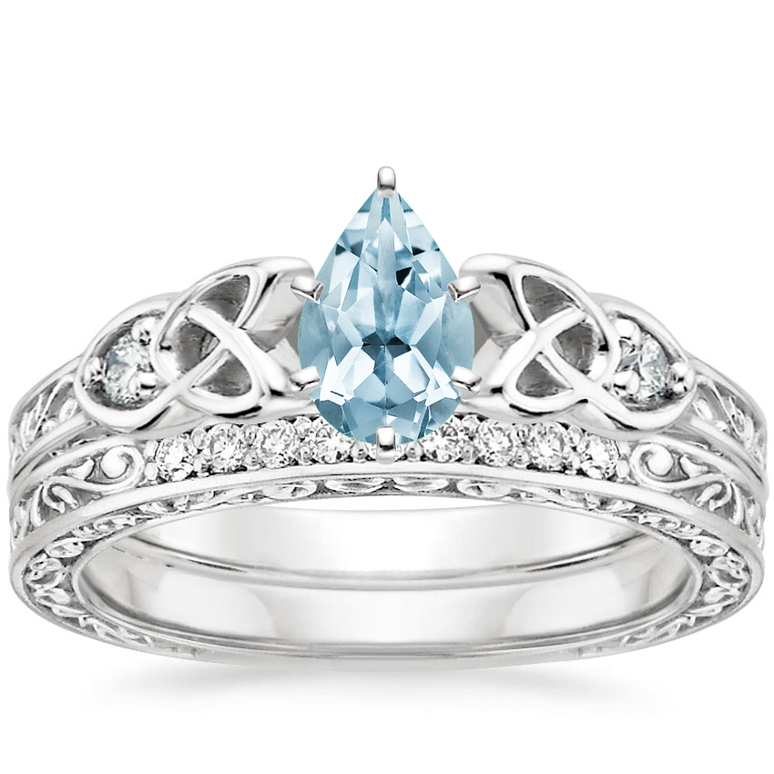 PT Aquamarine Aberdeen Diamond Bridal Set, top view