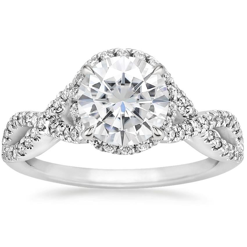 Moissanite Entwined Halo Diamond Ring (1/3 ct. tw.) in 18K White Gold