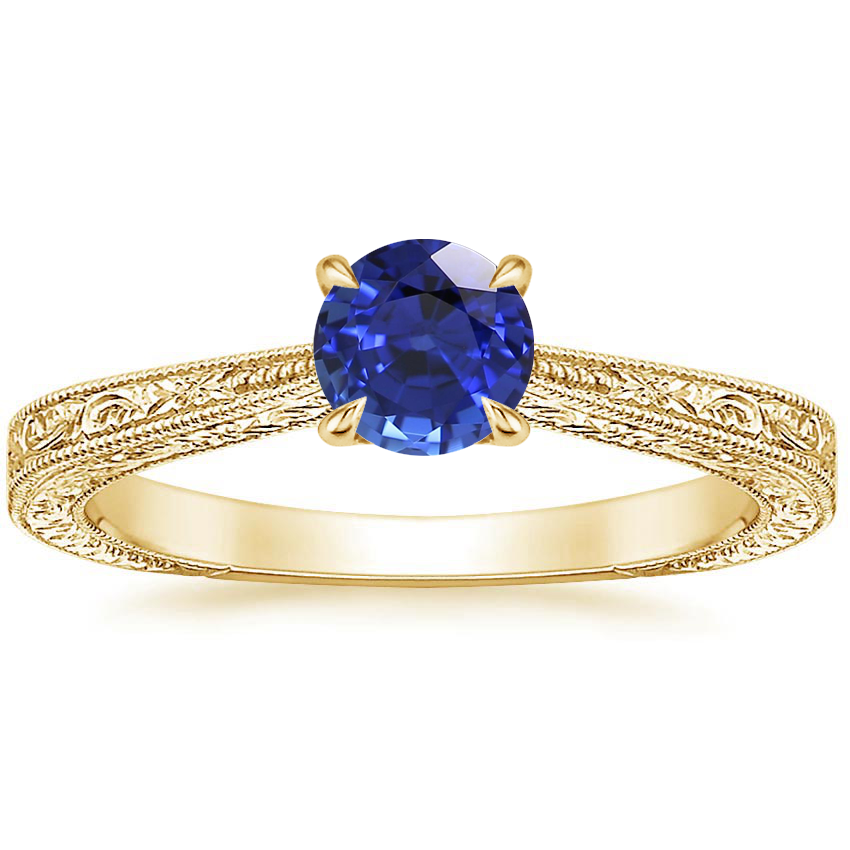 18K Yellow Gold Elsie Engraved Ring, large top view