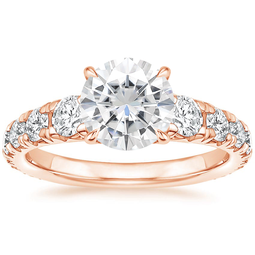 Rose Gold Moissanite Tapered Luxe Sienna Diamond Ring