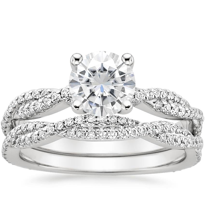 Moissanite Petite Luxe Twisted Vine Bridal Set (1/2 ct. tw.) in 18K ...