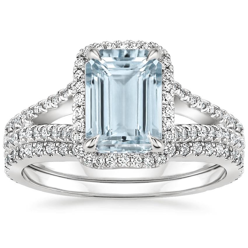 18KW Aquamarine Fortuna Diamond Bridal Set (2/3 ct. tw.), top view