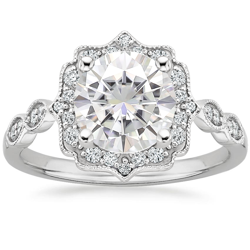 18K White Gold Cadenza Halo Diamond Ring, large top view