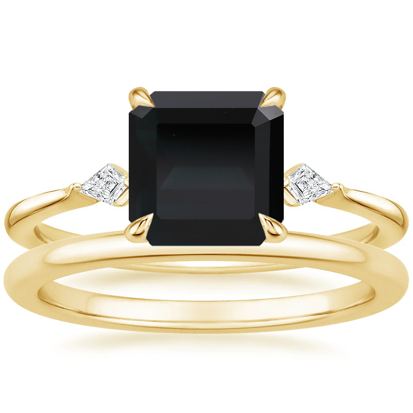 14K Yellow Gold Cometa Diamond Ring with Petite Comfort Fit Wedding Ring