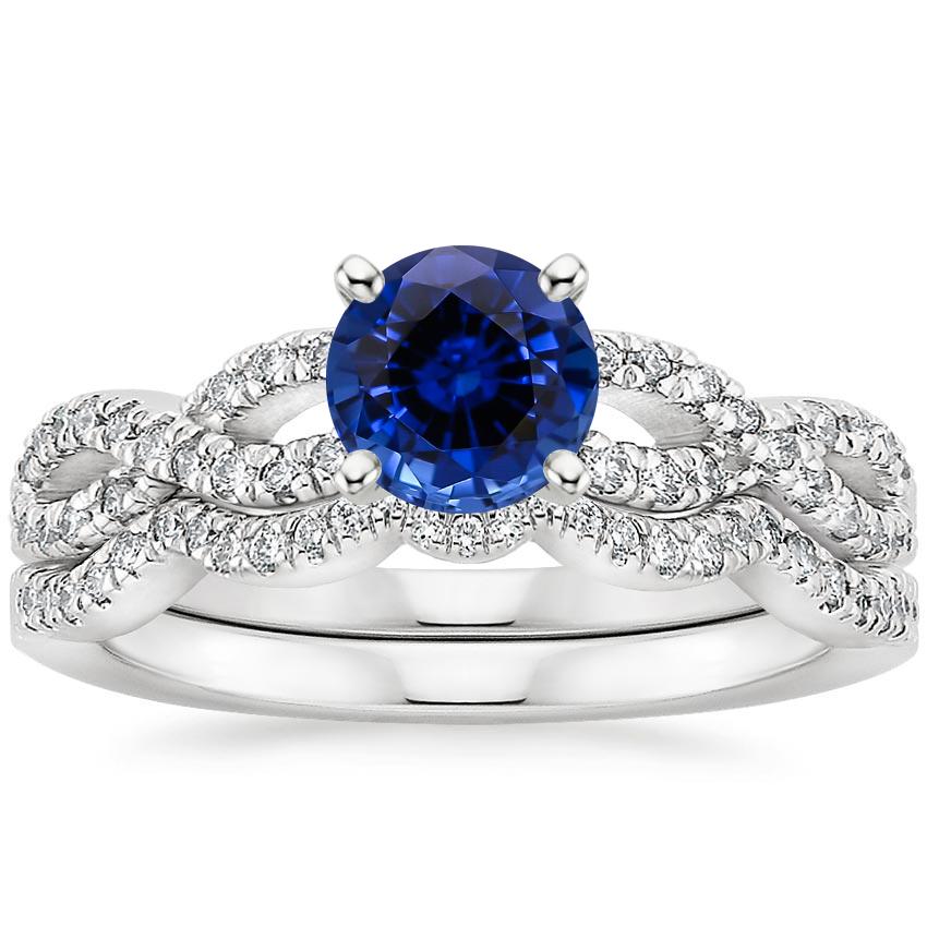 18KW Sapphire Infinity Diamond Bridal Set (1/3 ct. tw.), top view