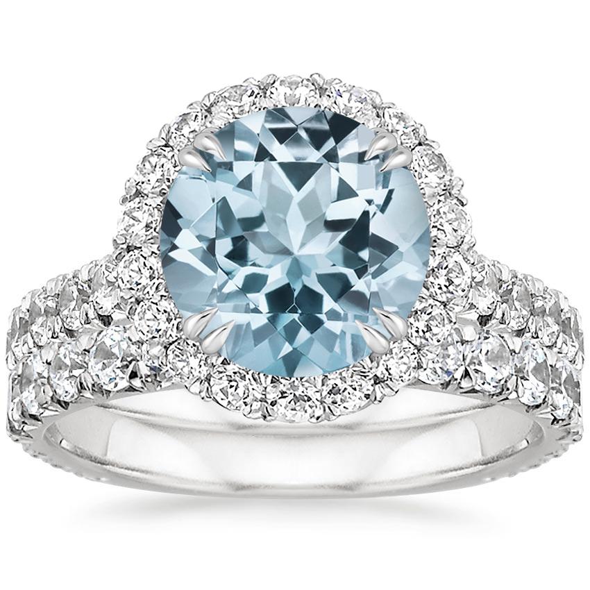 Aquamarine Luxe Sienna Halo Diamond Bridal Set (1 3/8 ct. tw.) in 18K ...