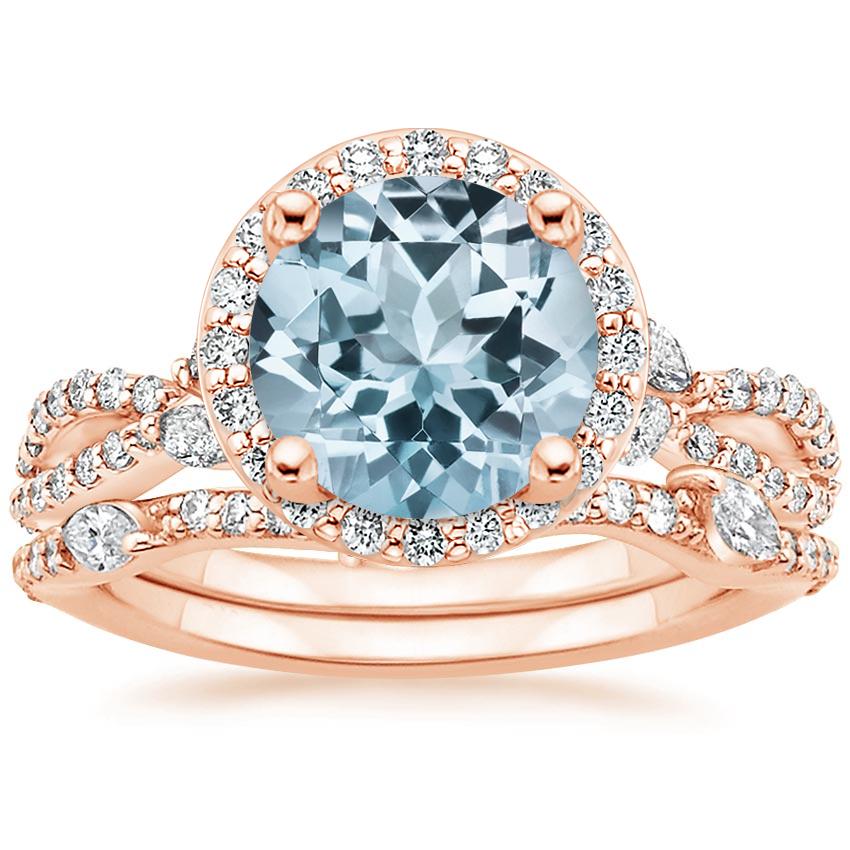 Aquamarine Luxe Willow Halo Diamond Bridal Set (5/8 ct. tw.) in 14K ...