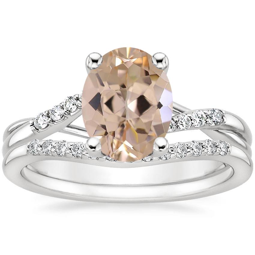 18K White Gold Chamise Diamond Ring 1 15 ct. tw. with Petite Curved Diamond Ring 1 10 ct. tw