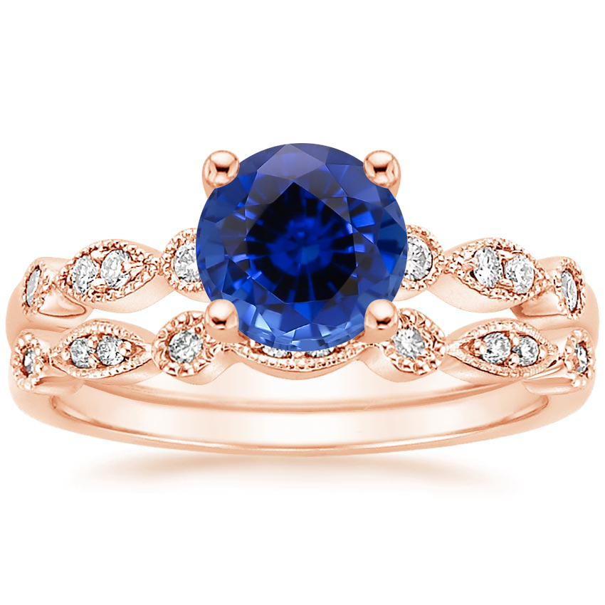 14KR Sapphire Tiara Diamond Bridal Set (1/5 ct. tw.), top view