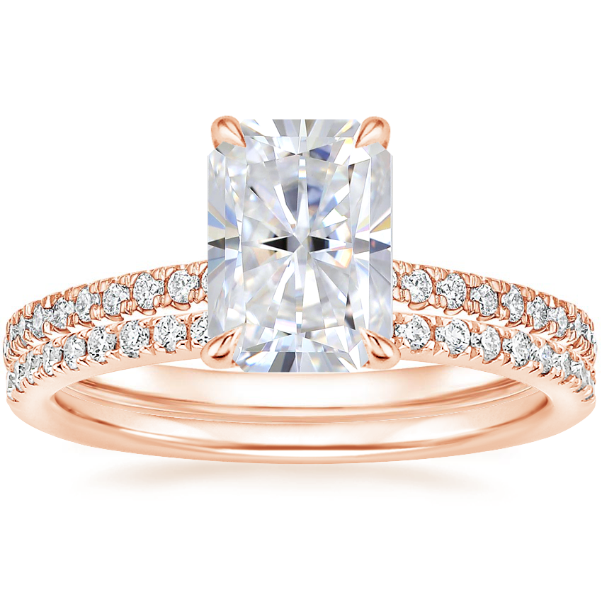 14K Rose Gold Petite Demi Diamond Ring with Ballad Diamond Ring