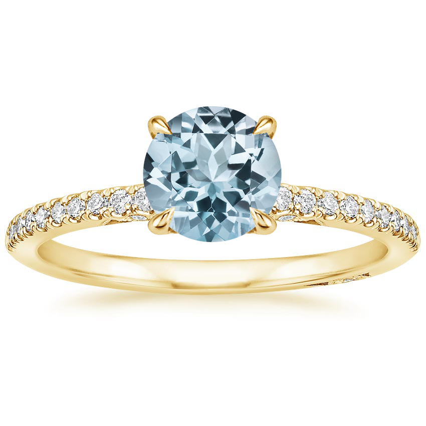 Yellow Gold Aquamarine Simply Tacori Classic Diamond Ring (1/5 ct. tw.)