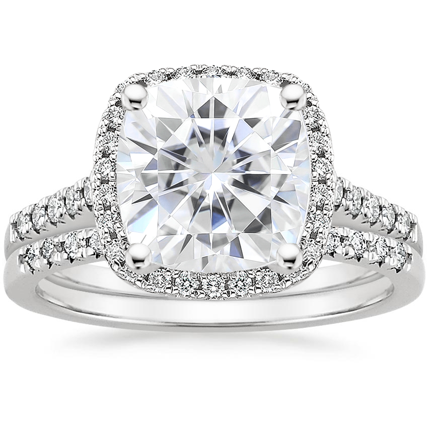 PT Moissanite Odessa Diamond Ring (1/5 ct. tw.) with Sonora Diamond Ring (1/8 ct. tw.), top view