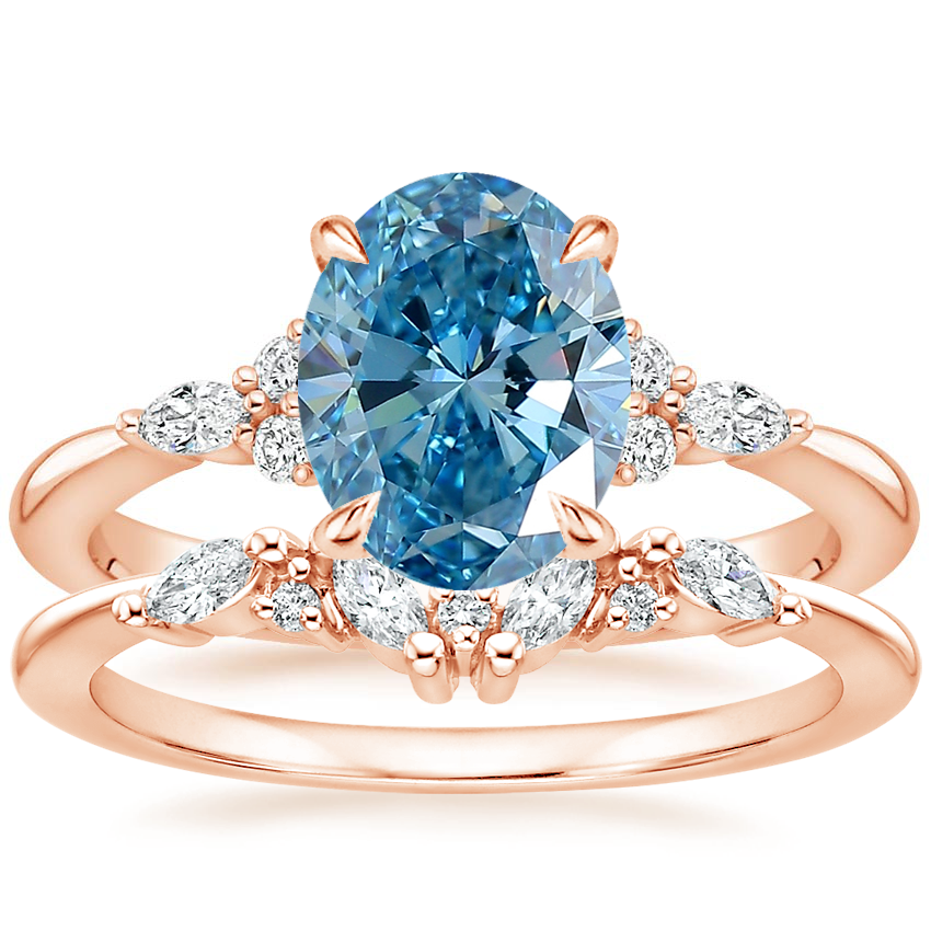 14K Rose Gold Nadia Diamond Ring with Yvette Diamond Ring