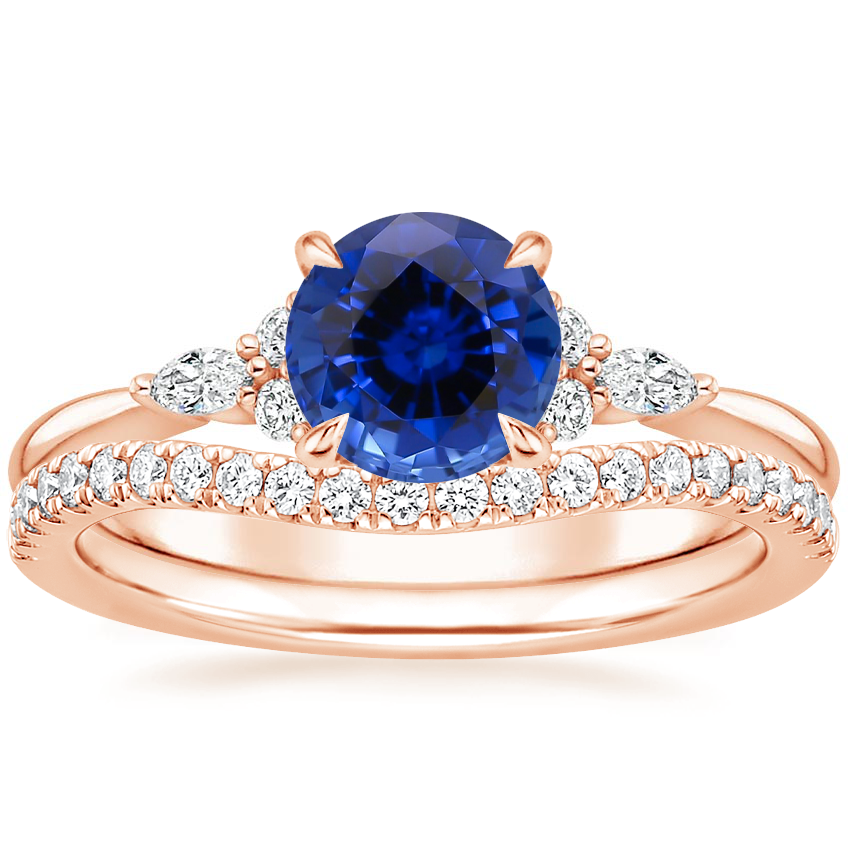 14K Rose Gold Nadia Diamond Ring with Curved Ballad Diamond Ring (1/6 ct. tw.)