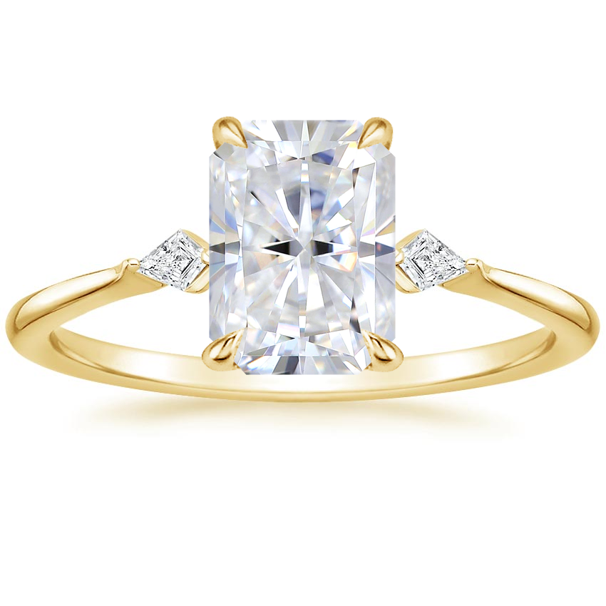 18K Yellow Gold Petite Cometa Three Stone Diamond Ring, large top view