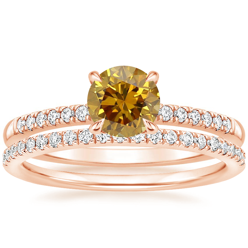 14K Rose Gold Petite Viviana Diamond Ring (1/6 ct. tw.) with Ballad Diamond Ring (1/6 ct. tw.)