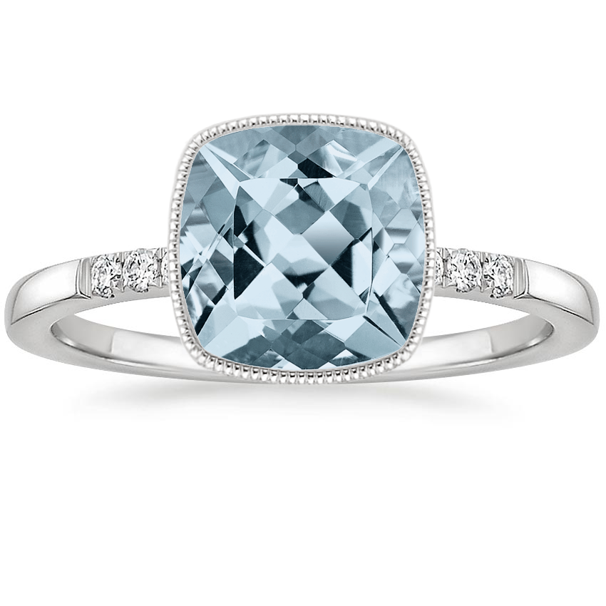 Aquamarine Imogen Diamond Ring in 18K White Gold