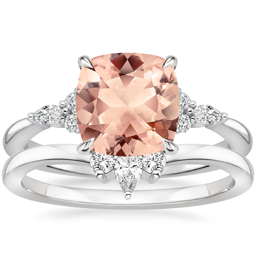 PT Morganite Nadia Diamond Bridal Set, top view