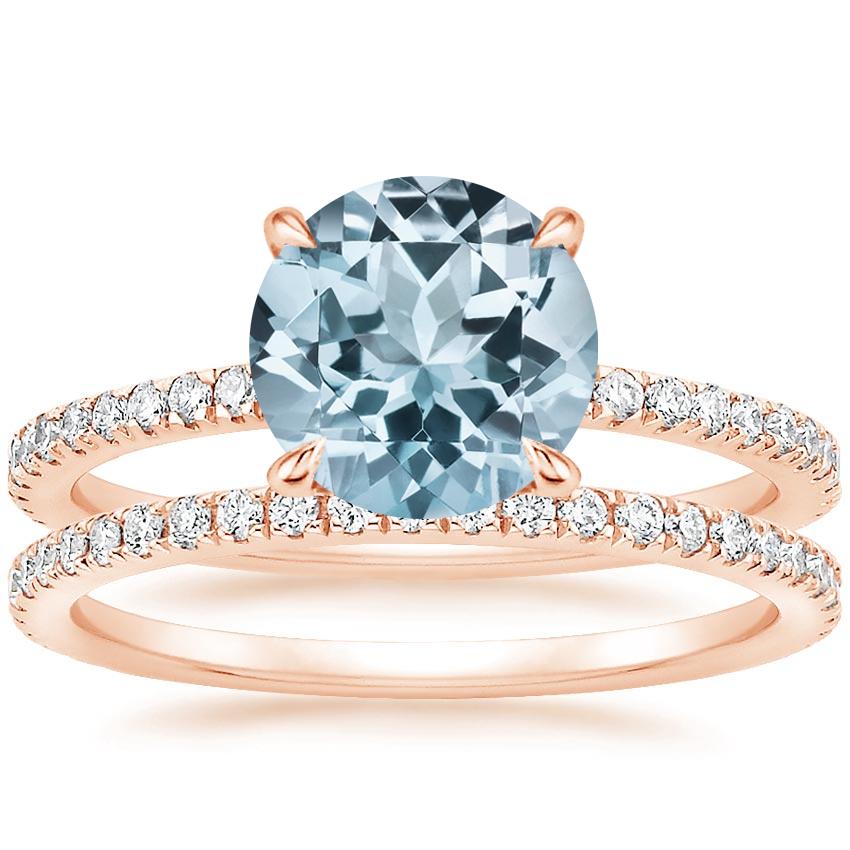 14KR Aquamarine Luxe Viviana Diamond Bridal Set (1/2 ct. tw.), top view