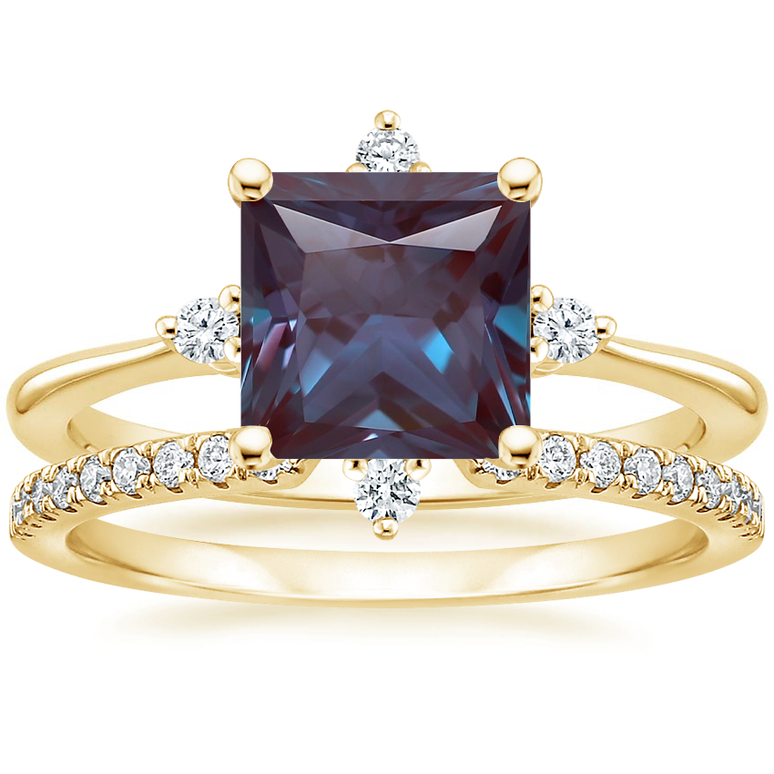 18K Yellow Gold Luminesce Diamond Ring with Sia Diamond Ring (1/8 ct. tw.)