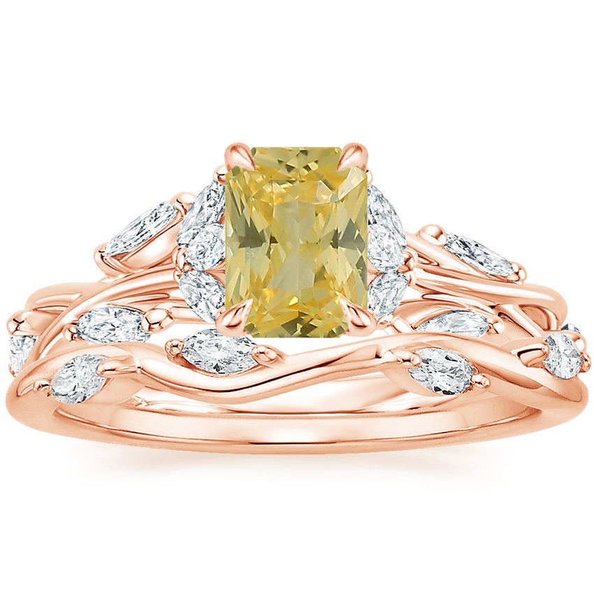 14K Rose Gold Secret Garden Diamond Ring (1/2 ct. tw.) with Winding Willow Diamond Ring (1/8 ct. tw.)