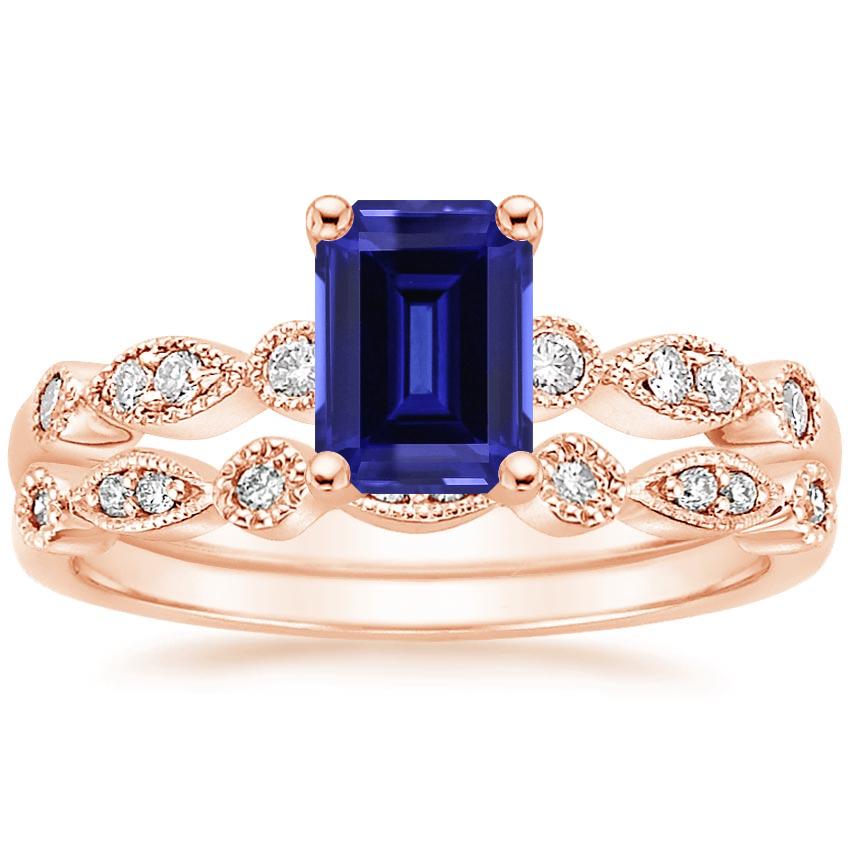 14KR Sapphire Tiara Diamond Bridal Set (1/5 ct. tw.), top view