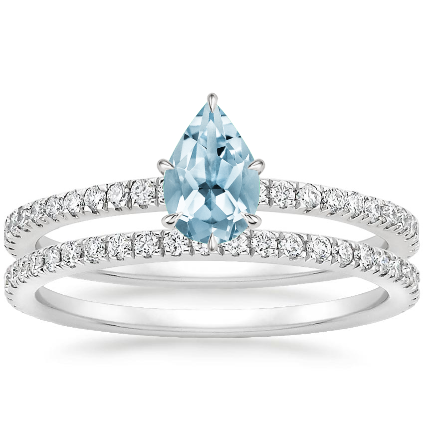 18KW Aquamarine Luxe Viviana Diamond Bridal Set (1/2 ct. tw.), top view