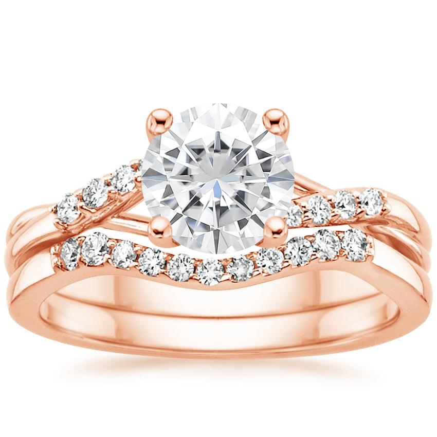 14KR Moissanite Chamise Diamond Bridal Set, top view