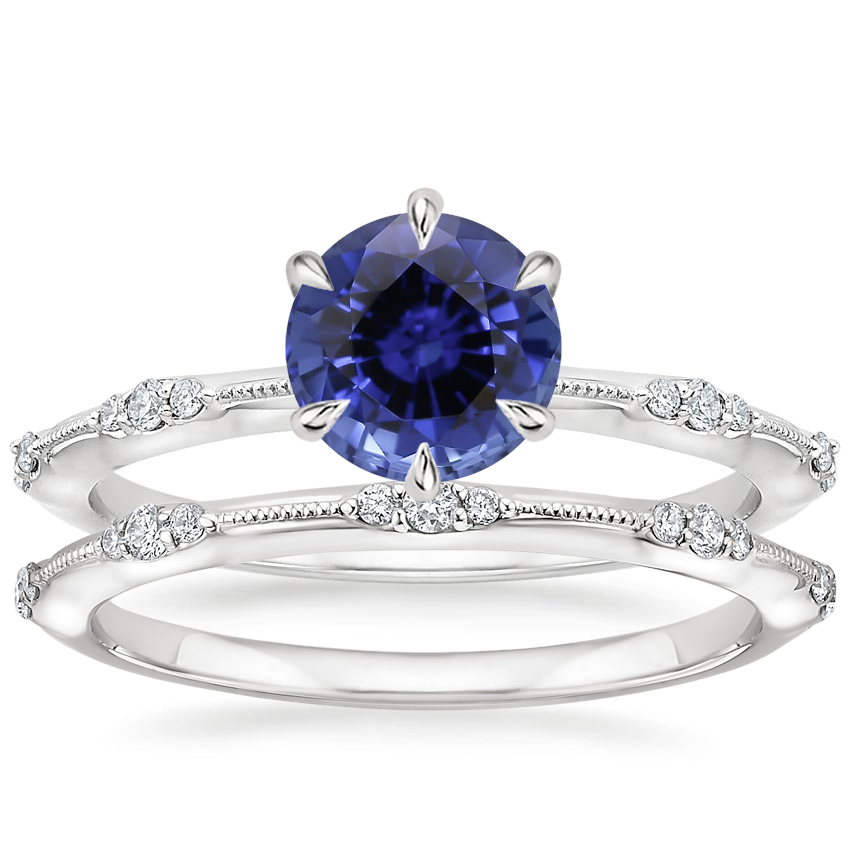 18KW Sapphire Alena Diamond Bridal Set, top view