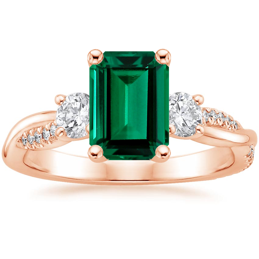 14K Rose Gold Petite Twisted Vine Three Stone Diamond Ring (2/5 ct. tw.), large top view