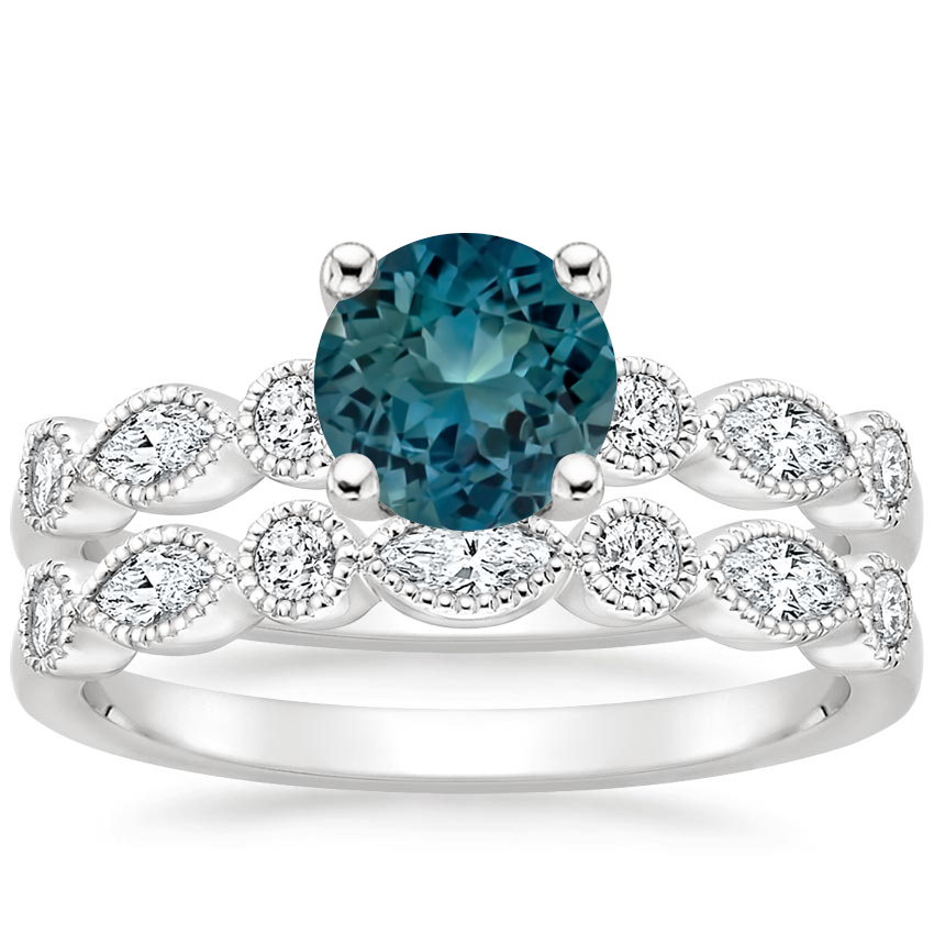 18KW Sapphire Rosalie Diamond Bridal Set (1/2 ct. tw.), top view