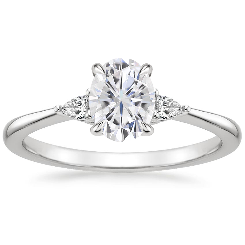 Moissanite Aria Three Stone Diamond Ring (1/10 ct. tw.) in 18K White Gold