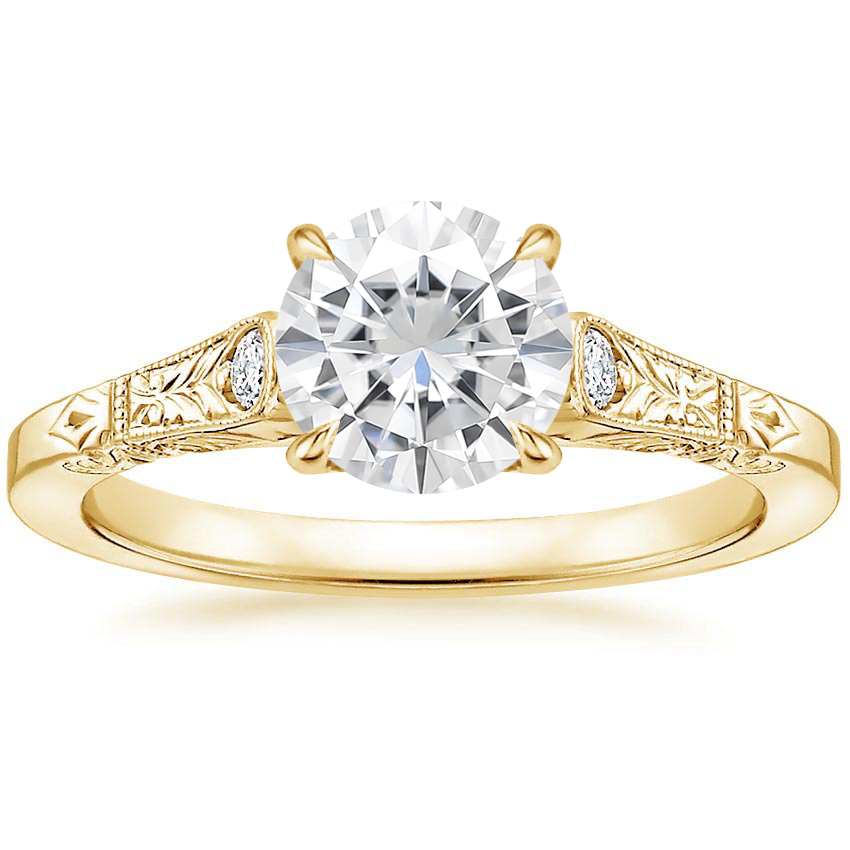Moissanite Valentina Diamond Ring in 18K Yellow Gold