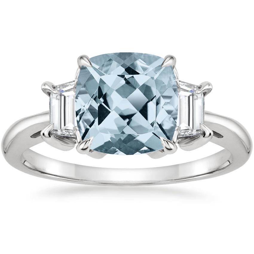 Aquamarine Embrace Diamond Ring in 18K White Gold