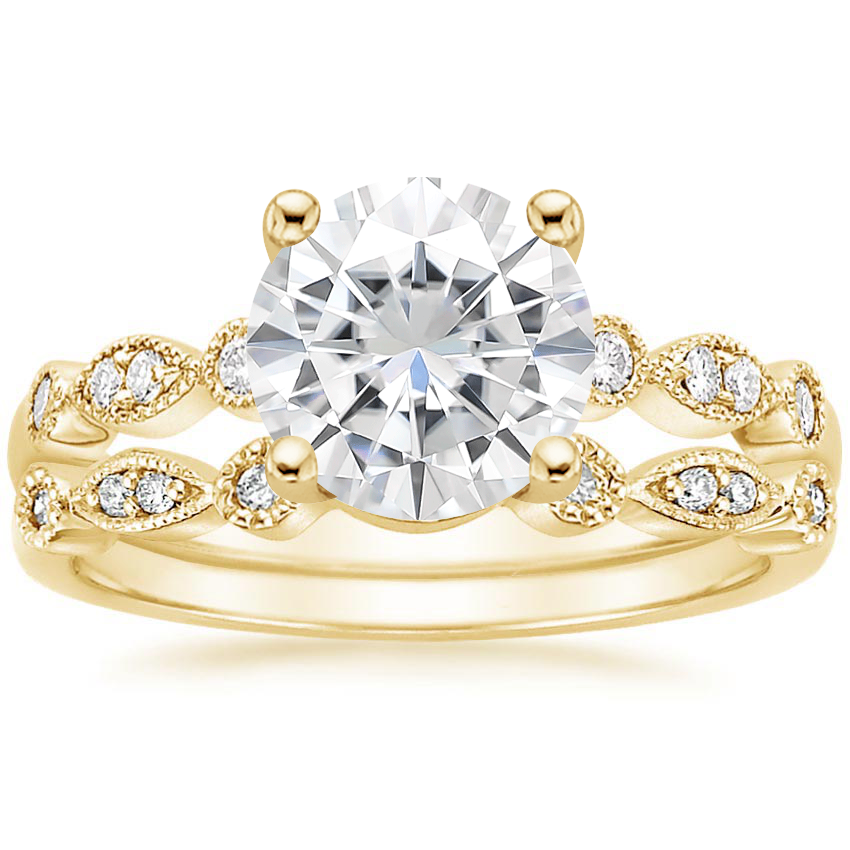 18KY Moissanite Tiara Diamond Bridal Set (1/5 ct. tw.), top view