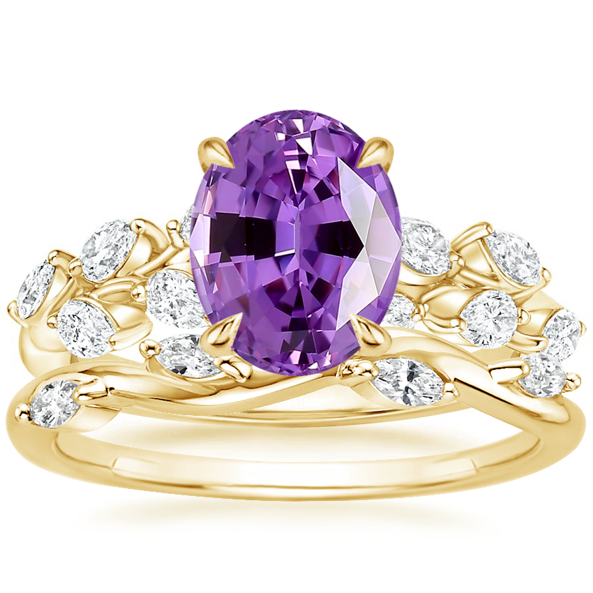 18K Yellow Gold Amaranta Diamond Ring (1/2 ct. tw.) with Winding Willow Diamond Ring