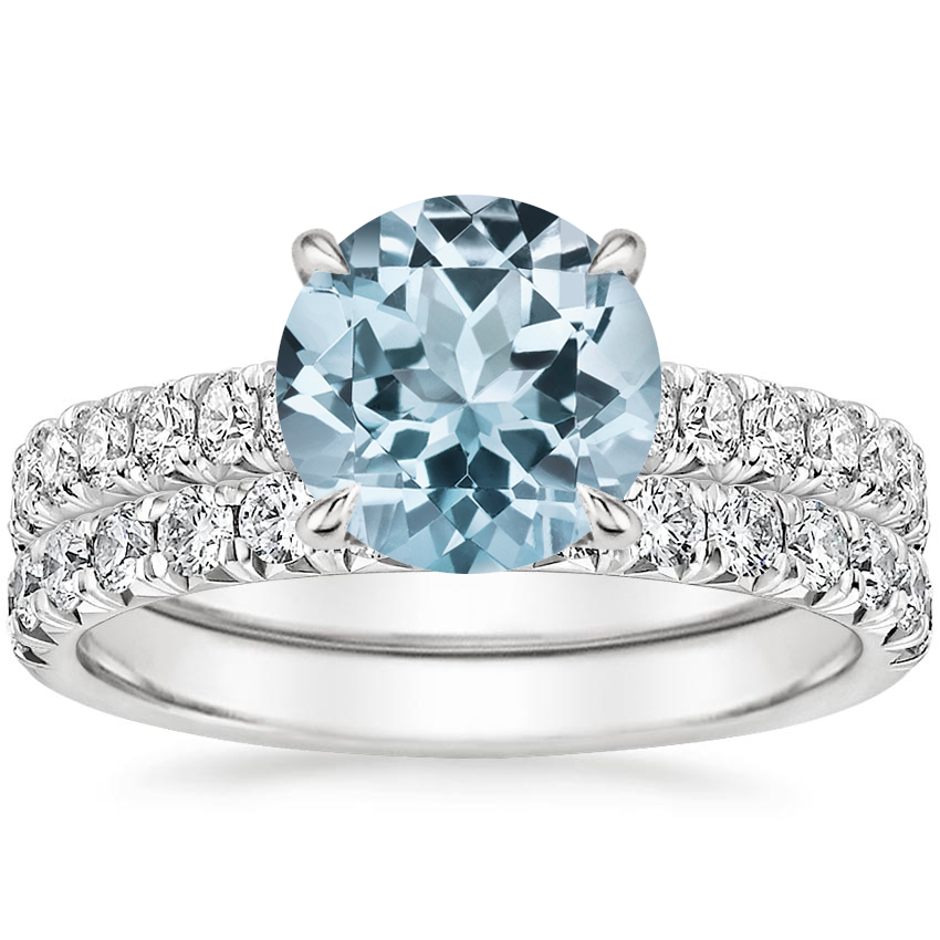 18KW Aquamarine Sienna Diamond Bridal Set (7/8 ct. tw.), top view