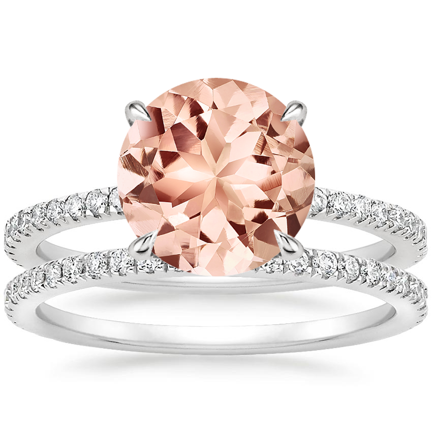 18KW Morganite Luxe Viviana Diamond Bridal Set (1/2 ct. tw.), top view