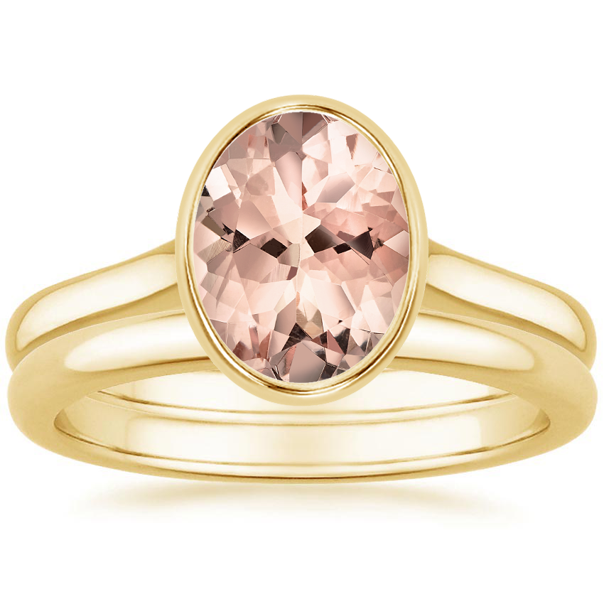18KY Morganite Luna Bridal Set, top view
