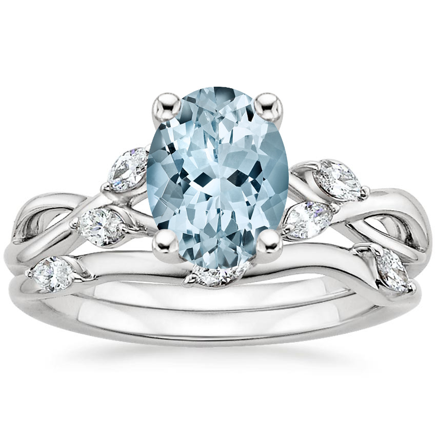 PT Aquamarine Willow Bridal Set (1/4 ct. tw.), top view