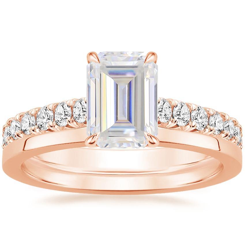 14KR Moissanite Sienna Diamond Ring (2/5 ct. tw.) with Petite Quattro Diamond Ring, top view
