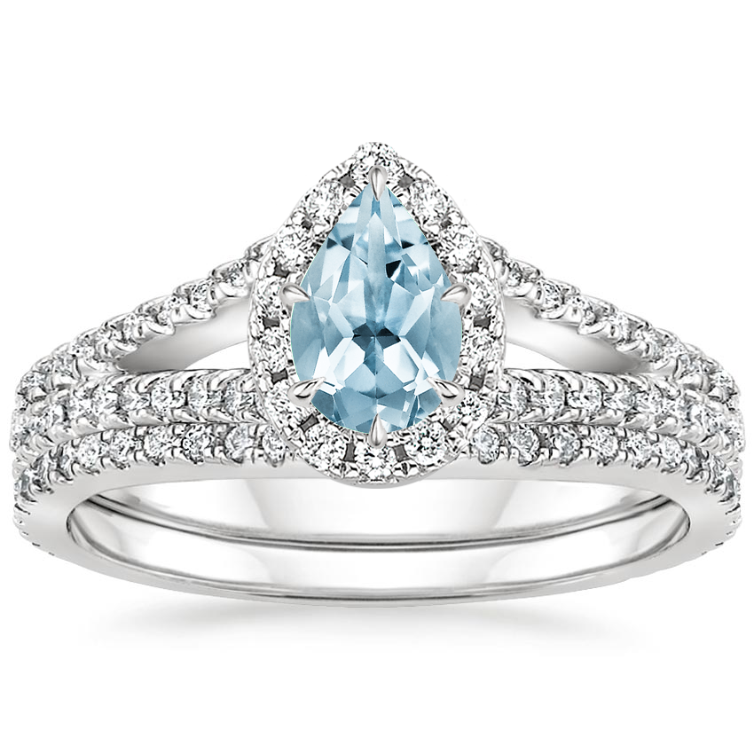 18KW Aquamarine Fortuna Diamond Bridal Set (2/3 ct. tw.), top view